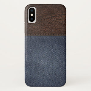 iPhone-draagtas met leder- en denimtextuur iPhone X Hoesje