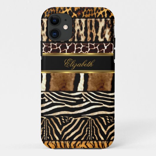 iPhone Elegant Gold Mixed Animal Print Case-Mate iPhone Case (Achterkant)