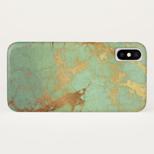 iPhone en marbre bleu turquoise et or / coque ipad (Dos (Horizontal))