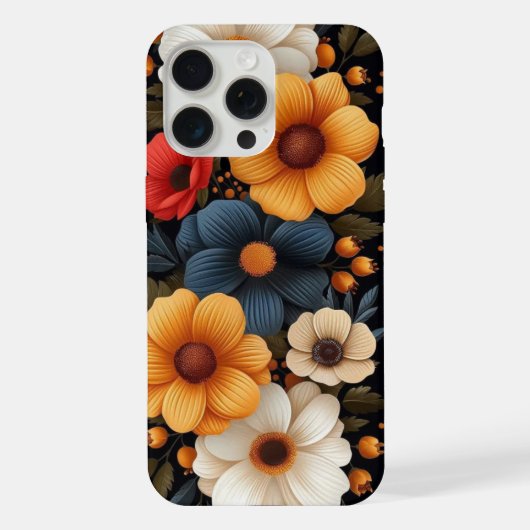 iPhone floral foncé 15 pro max coque (Verso)