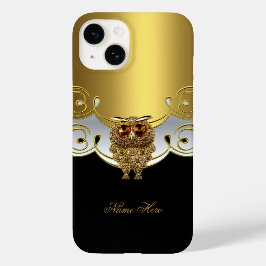 iPhone Gold Black White Owl Jewel Afbeelding Case-Mate iPhone Case (Achterkant)