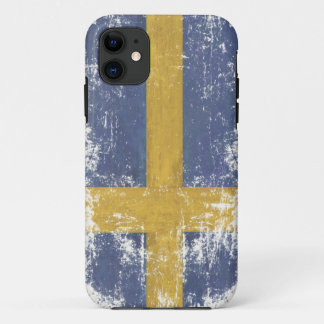 iPhone Hoes met Vlag van Zweden in Distressed Stij