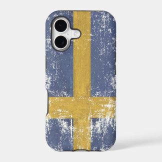 iPhone Hoes met Vlag van Zweden in Distressed Stij