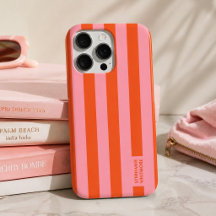 iPhone Hoesje | Preppy Bold Stripe Koraal Roze
