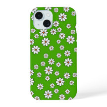Iphone hoesje witte bloemen op groene ondergrond