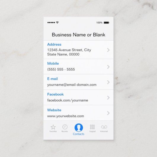 iPhone iOS-stijl - Platenspeler Scratching Music D Visitekaartje (Achterkant)