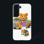 iPhone / iPad case<br><div class="desc">A cheerful cartoon bear is all set for the first day of school! Dressed in a purple shirt and white shorts, the bear holds a notebook and stands proudly in front of a classic yellow school bus. With a colorful backpack and a big smile, this lovable character is ready to...</div>