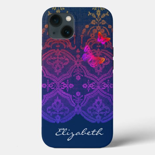 iPhone / iPad case DIY NAME ANTIQUE LACE IN GREY (Achterkant)