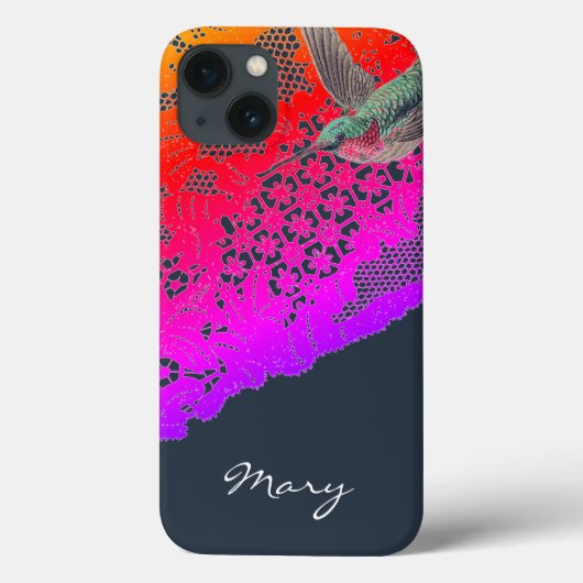 iPhone/iPad-case HUMMINGBIRD EN AANGEPASTE NAAM Case-Mate iPhone Case (Achterkant)