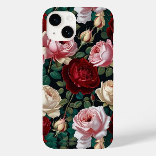 iPhone / iPad case red-white &pink roses (Achterkant)