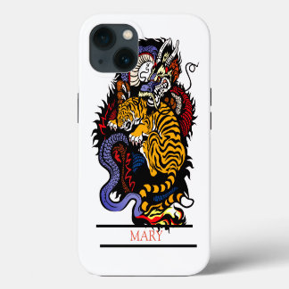 iPhone / iPad hoesje TIGER EN DRAGON AANGEPASTE NA iPhone 13 Hoesje
