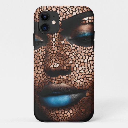 iPhone / iPad hoesje Vrouw Blauw Koper Mosiac (Achterkant)