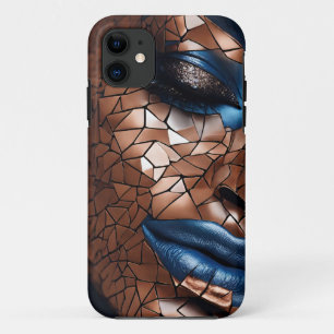 iPhone / iPad hoesje Vrouw Blauw Koper Mosiac