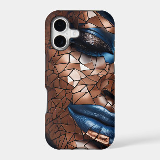 iPhone / iPad hoesje Vrouw Blauw Koper Mozaïek