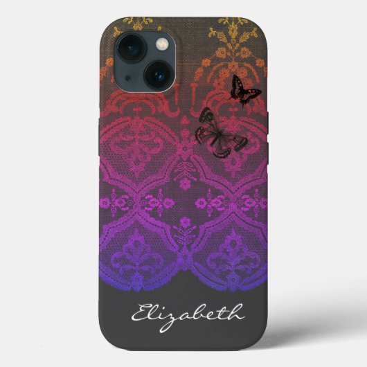 iPhone/iPad-hoofdletterDIY-NAAM ANTIEK LACE IN GRA Case-Mate iPhone Case (Achterkant)