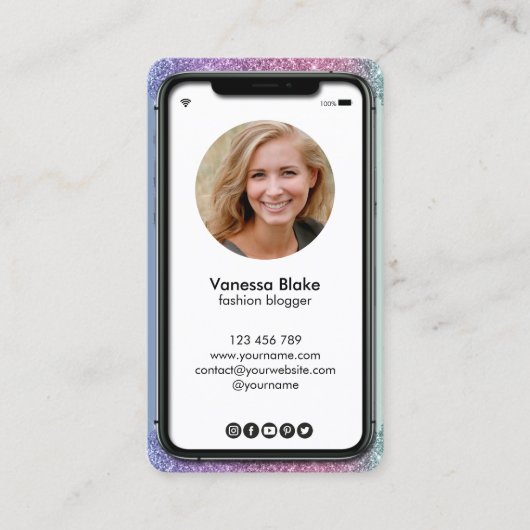iPhone mobiele telefoon Instagram blogger Visitekaartje (Voorkant)