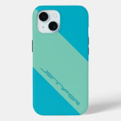 iPhone moderne 15 Coque bleu et vert une bande (Verso)