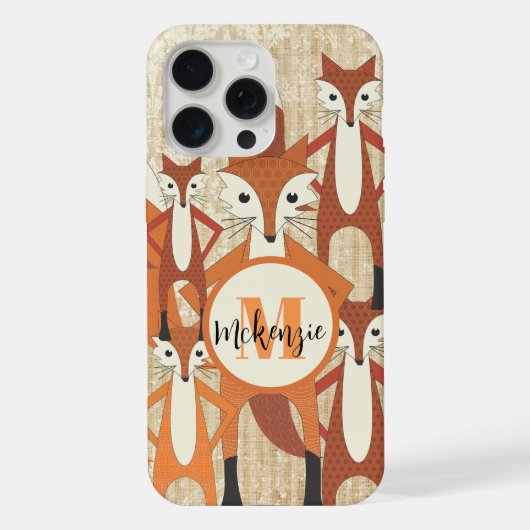 Iphone Monogram Retro Fox Art Orange Retro (Verso)