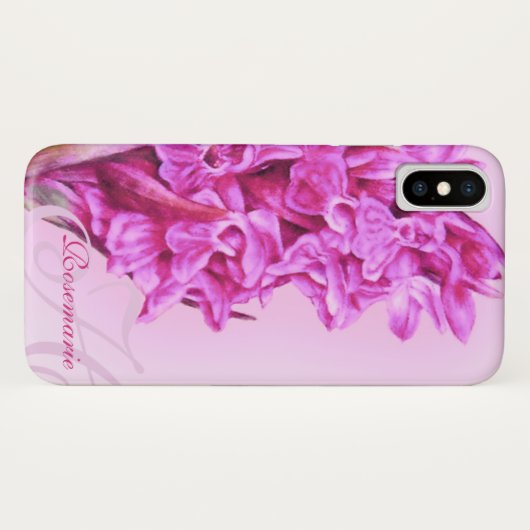 Iphone rose orchidée coque personnalisé (Dos (Horizontal))