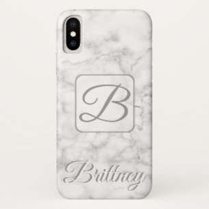 Iphone x coque en marbre blanc personnalisé