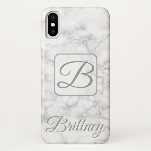 Iphone x coque en marbre blanc personnalisé (Dos)