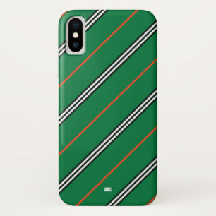 iPhone X Coque vert à bande monogramme