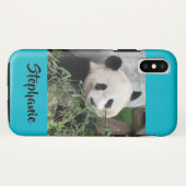 iPhone X Tough Coque géant Panda Typographie bleu  (Dos (Horizontal))