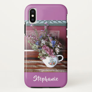 iPhone X Tough Hoesje Teapot Flowers Paarse, Orchi