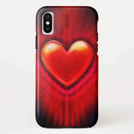 iPhone XS hoesje Rood & zwart hart ontwerp. (Achterkant)