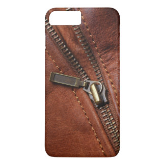 iPhone: Zipper van bruine lederen jas iPhone 8 Plus / 7 Plus Hoesje
