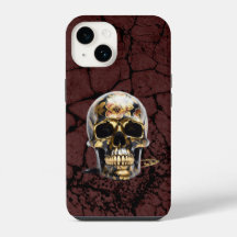 iPhone zwart & goud schedel grunge hoesje
