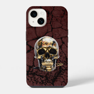 iPhone zwart & goud schedel grunge hoesje iPhone 14 Hoesje