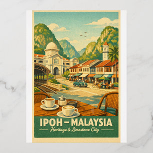 Ipoh City, Maleisië retro reis Folie Feestdagen Briefkaart