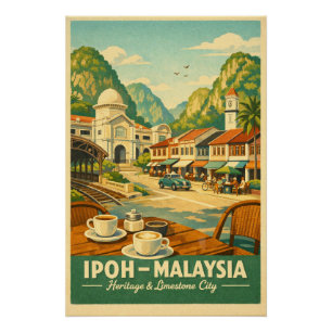 Ipoh Stad, Maleisië retro reis Perfect Poster