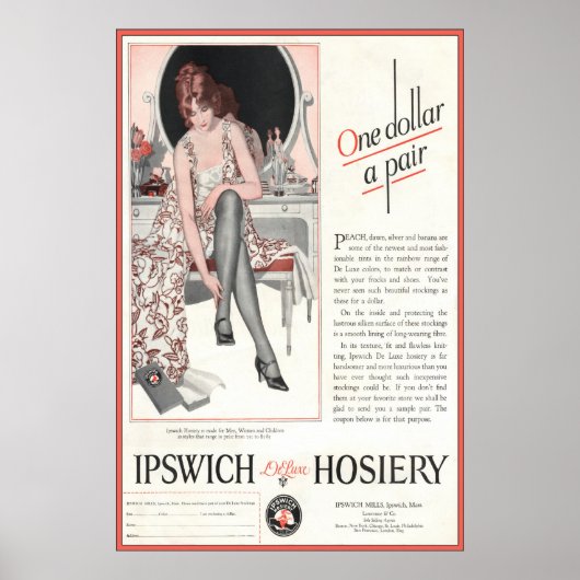  Ipswich Hosiery Ad uit 1924 Poster (Voorkant)