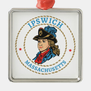 Ipswich Massachusetts Koloniaal Metalen Ornament