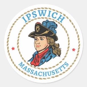 Ipswich Massachusetts Koloniaal Ronde Sticker