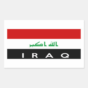irak land vlag symbool naam tekst rechthoekige sticker