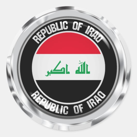 Irak Round Emblem Ronde Sticker (Voorkant)