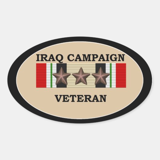 Irak Veteraan 3 ICS Ovale Sticker (Voorkant)