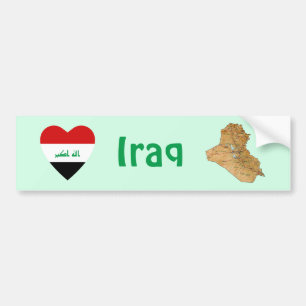 Irak Vlag Hart + Landkaart Bumpersticker