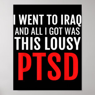 Irakese veteraan Shirt PTSD Dark Humor War Army Ba Poster