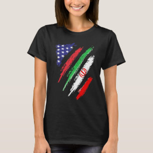 Iran Amerika Geteelde Vlag USA Patriottisch Erfgoe T-shirt