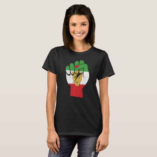 Iran flag, Iranian Lion Symbol, Iranian Lioness, F T-shirt (Voorkant volledig)