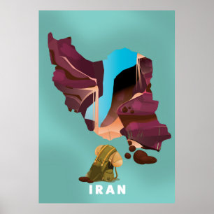 Iran geïllustreerd reisposterdrukbeeld poster