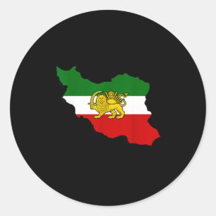 Iran Kaart Leeuw En Zon Perzisch Pahlavi Vlag Ronde Sticker