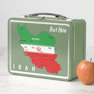 Iran Kaart met Vlag en Embleem