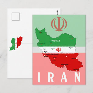 Iran kaart met vlag en embleem