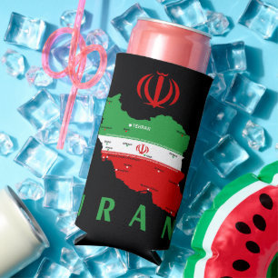 Iran kaart met vlag en embleem