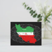 Iran Kaart met Vlag en Embleem (Staand voorkant)